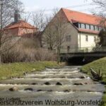 Fischwanderhilfe in der Schunter unterhalb der Straßenbrücke Beienrode.